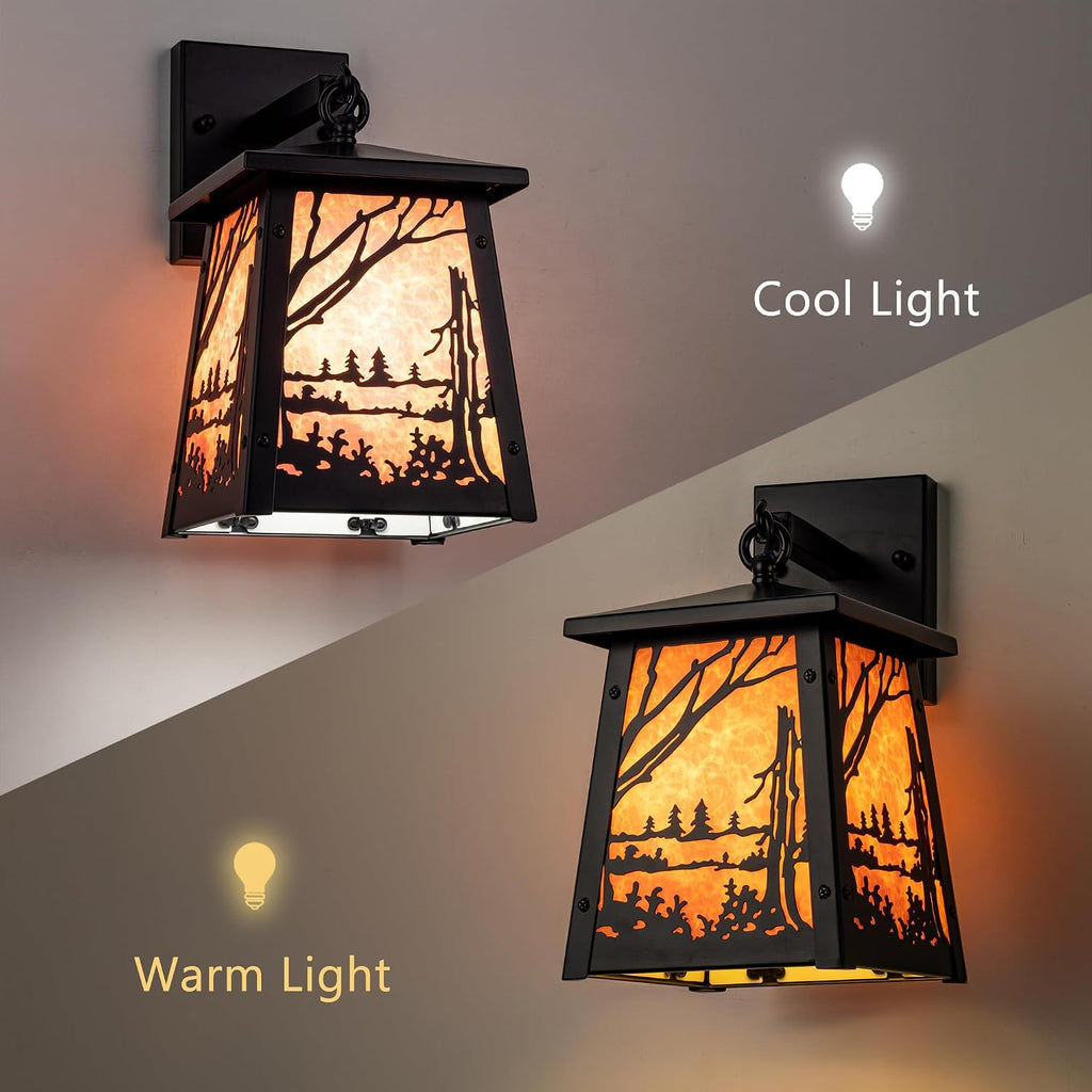 TOCHIC Wall Sconces Set of Two, Rustic Outdoor Wall Lights Black Farmhouse Cabin Wall Sconce Light Fixtures Vintage Exterior Wall Lamps for Patio Porch Garden, Front Door, Hallway, Bathroom, Stairway