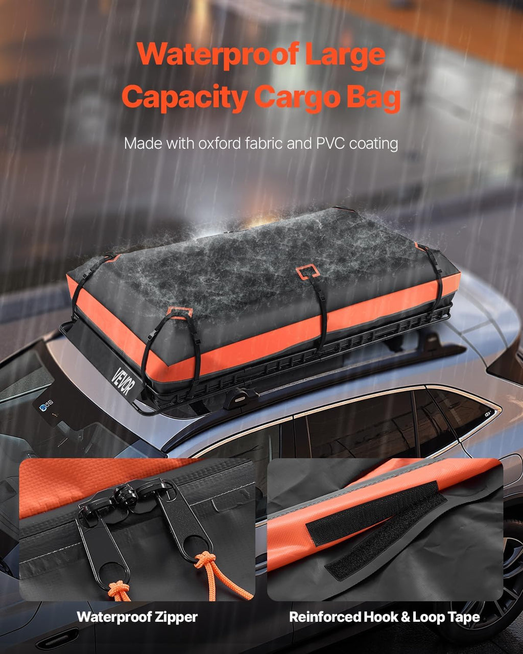 VEVOR Roof Rack Basket, 84 x 39 x 4.1 in, Universal Rooftop Cargo Carrier with 7.9 x 3.9 x 10.2 in Cargo Bag, Net, Ratchet Straps, 250 lbs Max Load Capacity Car Top Luggage Holder, for SUV Truck Car