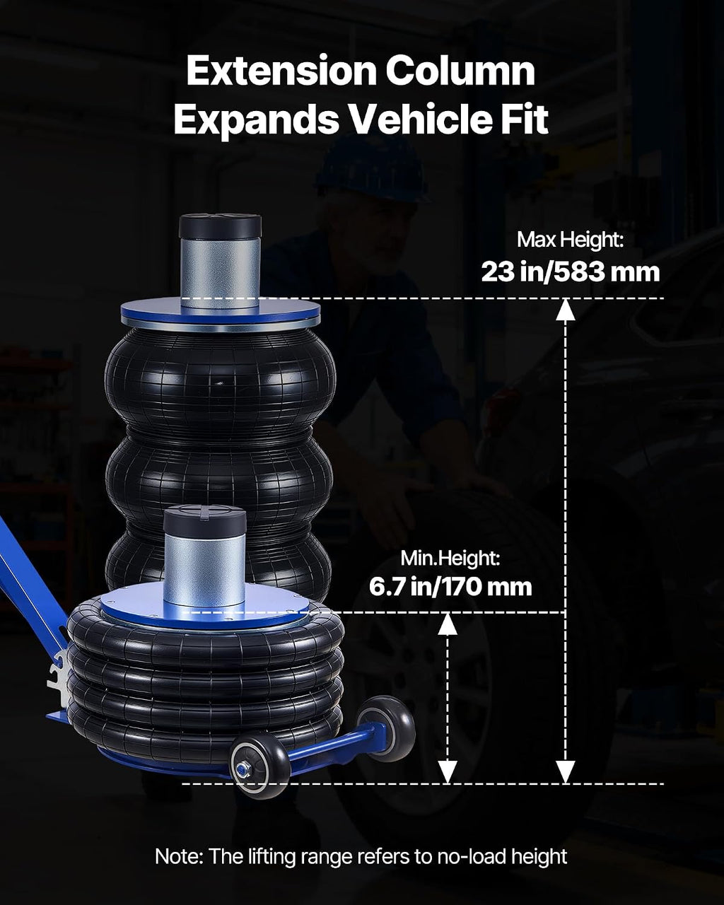 VEVOR Air Jack, 6 Ton/13227 lbs Airbag Jack, Lift Up to 26.5 inch with Heightened Column, Adjustable Handle & Thick Rubber Pad, 2-5 s Fast Lifting Pneumatic for Car, SUV, Pickup Truck Repair, Garage