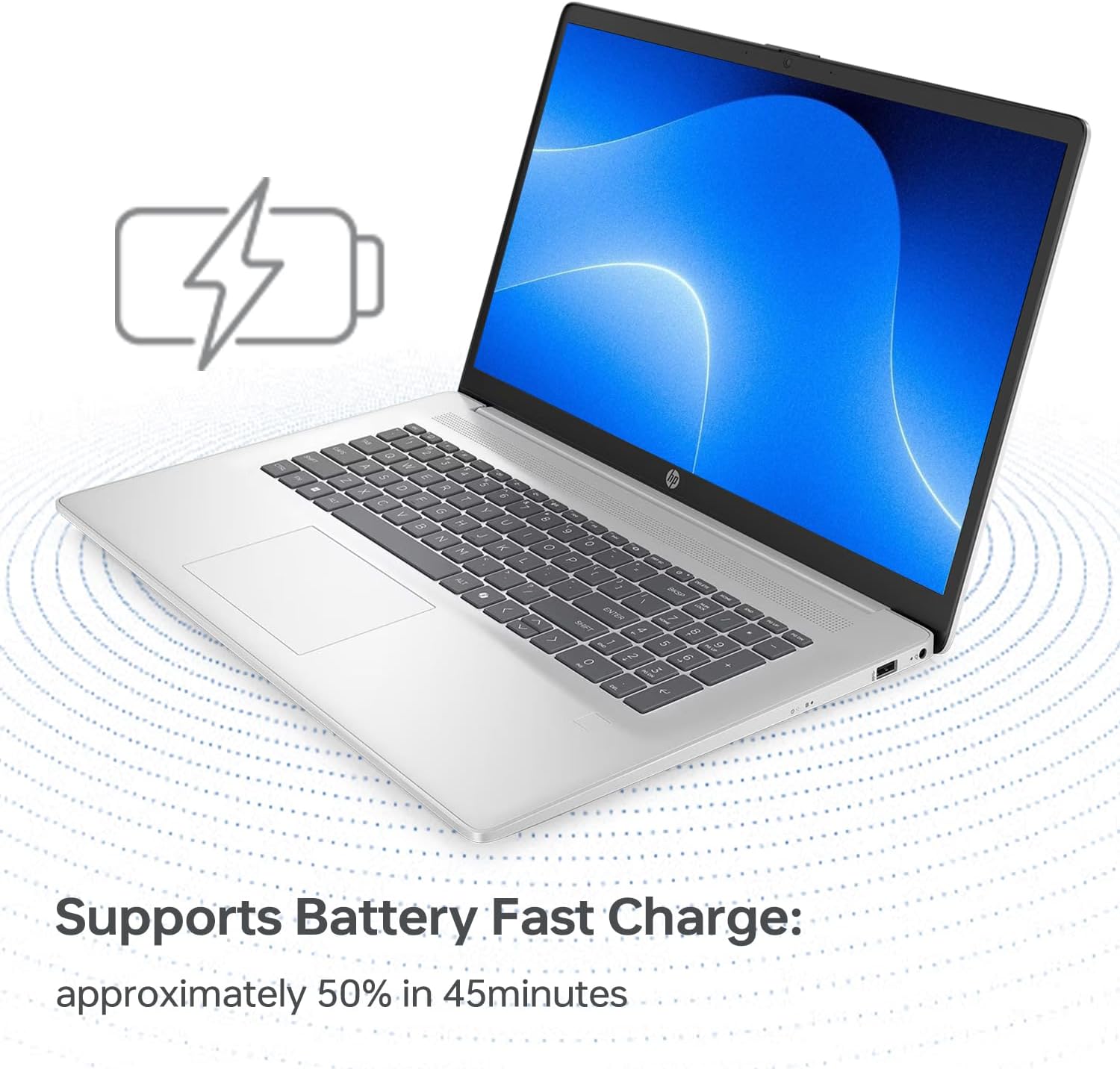 HP Essential 17 Laptop AI PC, 17.3' Touchscreen, Core i7-1355U (10 Cores, up to 5GHz Max Turbo), 16GB RAM, 1TB SSD, Backlit, FP Reader, Wi-Fi 6, Windows 11 Home, Silver, Bundle with PCO Laptop Cooler