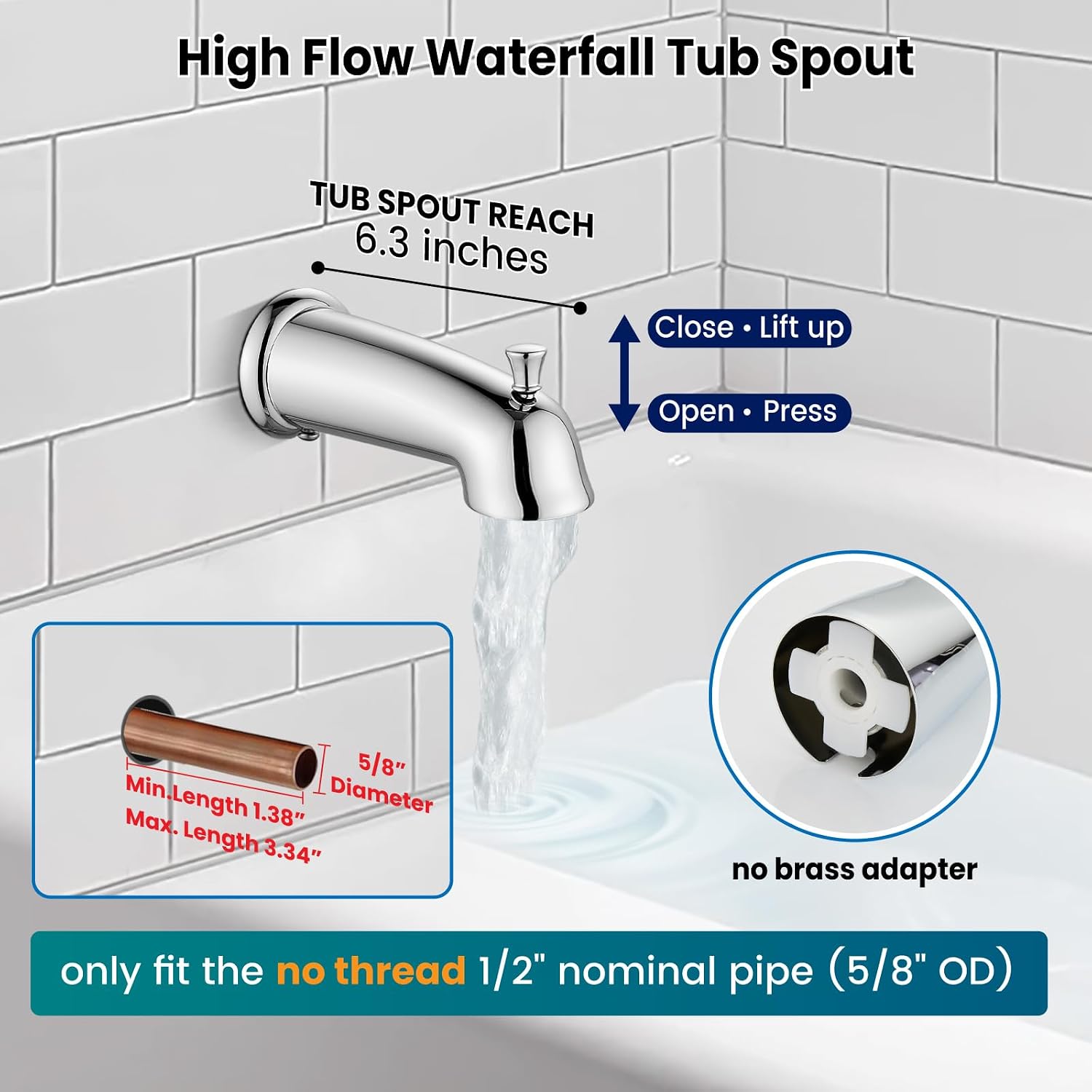 gotonovo Tub Shower Faucet Set Bathroom Shower Head Kit High Pressure Bathtub Shower Faucet 6 Modes ABS Handheld Spray Valve and Shower Trim Kit Shower Head and Handle Set Polished Chrome