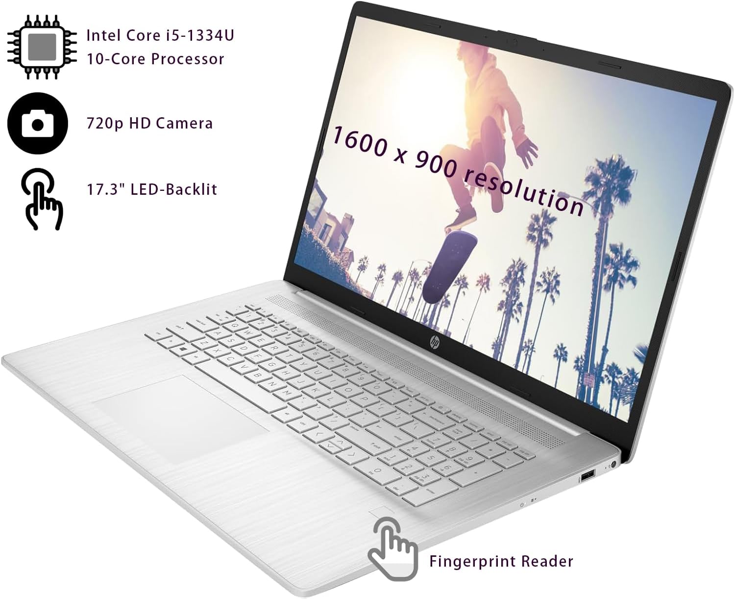 HP 17.3 Inch Laptop with Office 365 for The Web | Backlit Keyboard, Fingerprint Reader | Intel Core i5-1334U (10 Cores, Up to 4.6GHz) | 64GB RAM, 2TB SSD | Iris Xe Graphic | Windows 11 | WiFi 6