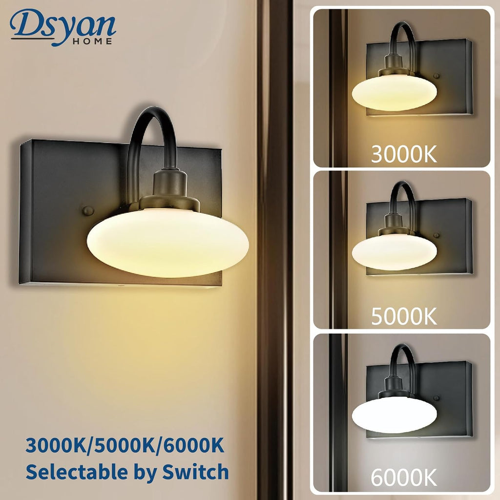 Matt Black LED Vanity Light Fixture - 4-Light Wall Sconce for Bathroom Over Mirror, Modern Hallway Cloakroom Lighting, 3000K-6000K Selectable, Dimmable