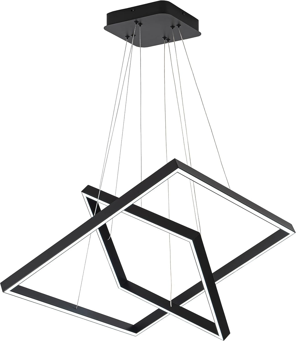 Modern Square LED Chandelier Lighting, Square LED Pendant Ceiling Light Fixture, Dimmable Contemporary Chandelier for Living Dining Room, Bedroom