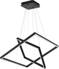 Modern Square LED Chandelier Lighting, Square LED Pendant Ceiling Light Fixture, Dimmable Contemporary Chandelier for Living Dining Room, Bedroom