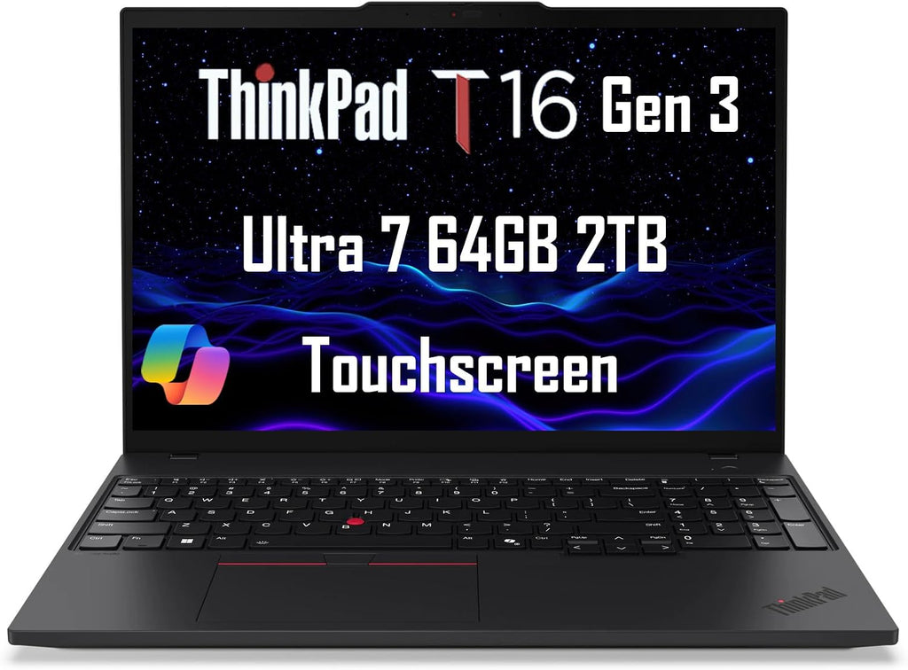 Lenovo ThinkPad T16 Gen 3 Business Laptop (16' FHD+ Touchscreen, Intel 12-Core Ultra 7 155U (>i7-1355U), 64GB DDR5 RAM, 2TB SSD), 2x Thunderbolt 4, FP, Backlit, 5MP Webcam, Win 11 Pro, AI PC, Black