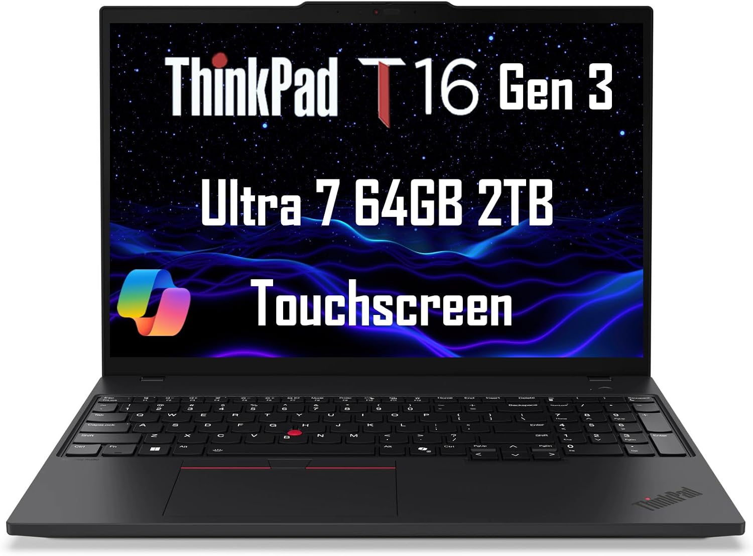 Lenovo ThinkPad T16 Gen 3 Business Laptop (16' FHD+ Touchscreen, Intel 12-Core Ultra 7 155U (>i7-1355U), 64GB DDR5 RAM, 2TB SSD), 2x Thunderbolt 4, FP, Backlit, 5MP Webcam, Win 11 Pro, AI PC, Black