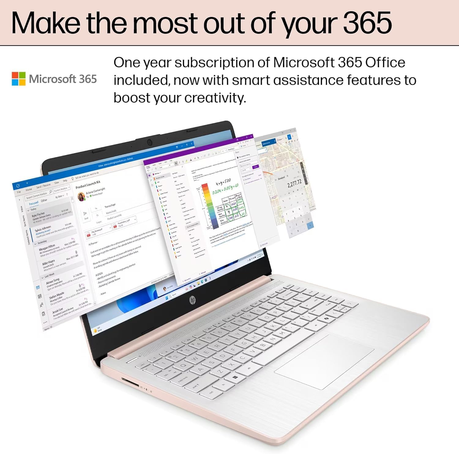 HP 14 Laptop Student Business 2025 Flagship, AI Copilot, 4-Core 13th Gen Intel CPU, 4GB RAM, 128GB UFS Storage, 1-Yr Office 365, Long Battery, Win 11S Rose Gold