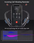 Bluetooth Headphones Wireless Neckband Bluetooth Earphones Auto Retractable Earbuds with 18 Hours of Music,Sports Waterproof Earphone,Noise Cancelling with Mic for Running Workout,Black