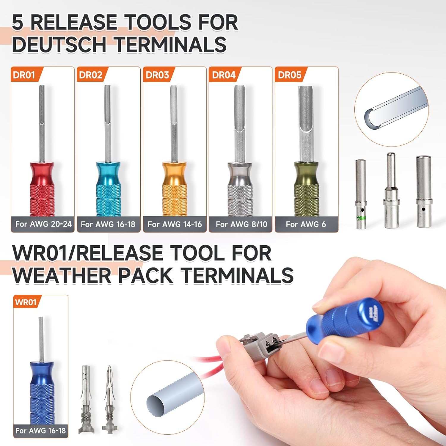 iCrimp Closed Barrel Crimp Tool, Weather Pack Crimpers, Deutsch Connector Kit for Deutsch DT Connectors and Stamped Contacts, Removal Tool Set- 12-pcs included