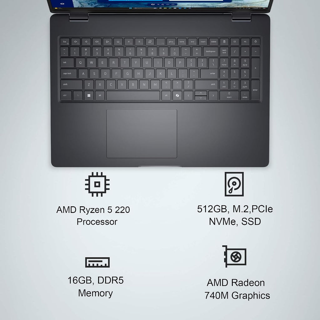 Dell Pro 16 (Next Gen Latitude 3550) Business Laptop (16' FHD+, AMD Ryzen 5 220 (> Intel i7-1255U), 16GB DDR5 RAM, 512GB SSD), 1080p IR Webcam, Backlit, 2x Thunderbolt 4, Wi-Fi 6E, Win 11 Pro, PC16255