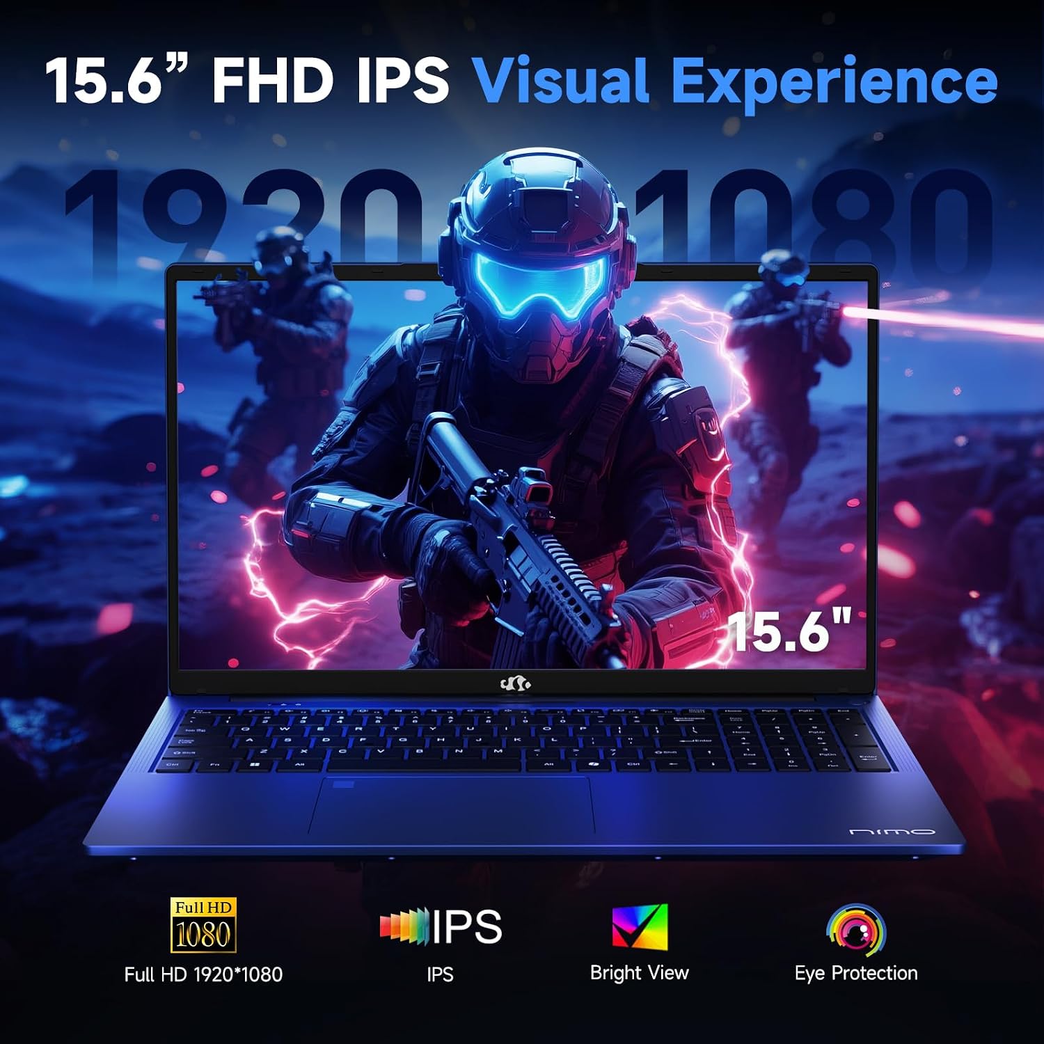 NIMO 2026 Laptop, 15.6' IPS FHD AMD Ryzen 7 7735HS (8C/16T, Beats i7-12650H) 8 Cores 32GB DDR5 RAM 1TB SSD, Radeon 680M Graphics, 100W Type-C, Backlit Keyboard, Fingerprint Unlock, 2-Year Warranty