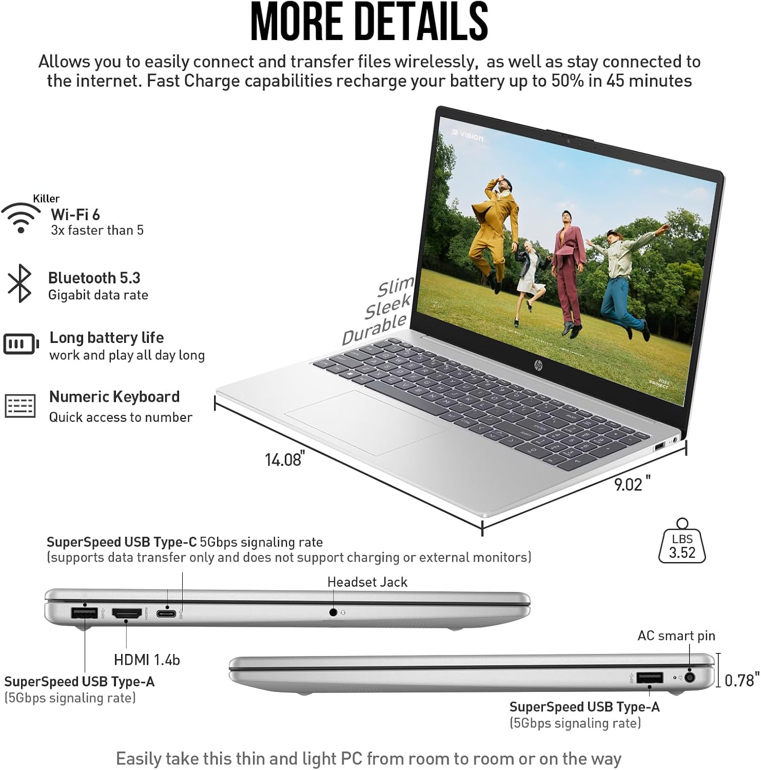 HP 15 Inch Laptop Touchscreen Computer PC, 15.6 FHD IPS Touch Screen Business Laptop, Intel 10-Core i7-1355U, Windows 11 Pro Lifetime Office, 24GB RAM 512GB SSD+512GB Docking Set, 10 Key Number Pad
