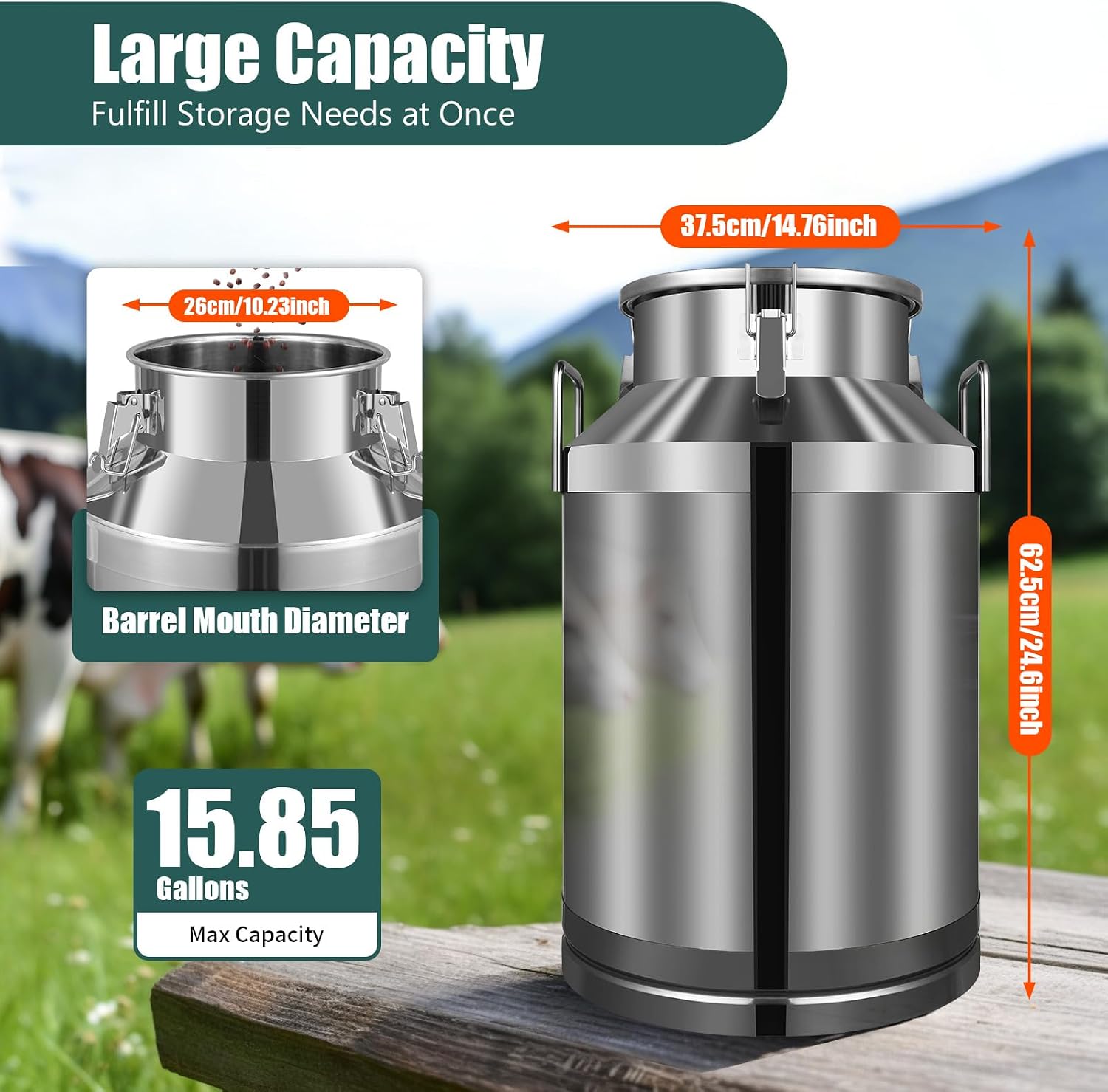 60L Ice Bucket with Lid,Champagne Bucket with Sealed Lid and Portable Handle, Ice Bucket for Freezer,Stainless Steel Milk Bucket,Liquid Storage Container