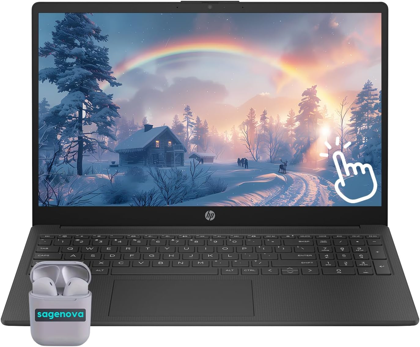 HP Touch Screen Business Laptop Computer, 15.6' FHD IPS LED Touchscreen Laptop, AMD Ryzen 7 5825U, Windows 11 Home 40GB RAM 2TB SSD, Camera Privacy Shutter, SageNova Earphones, Black
