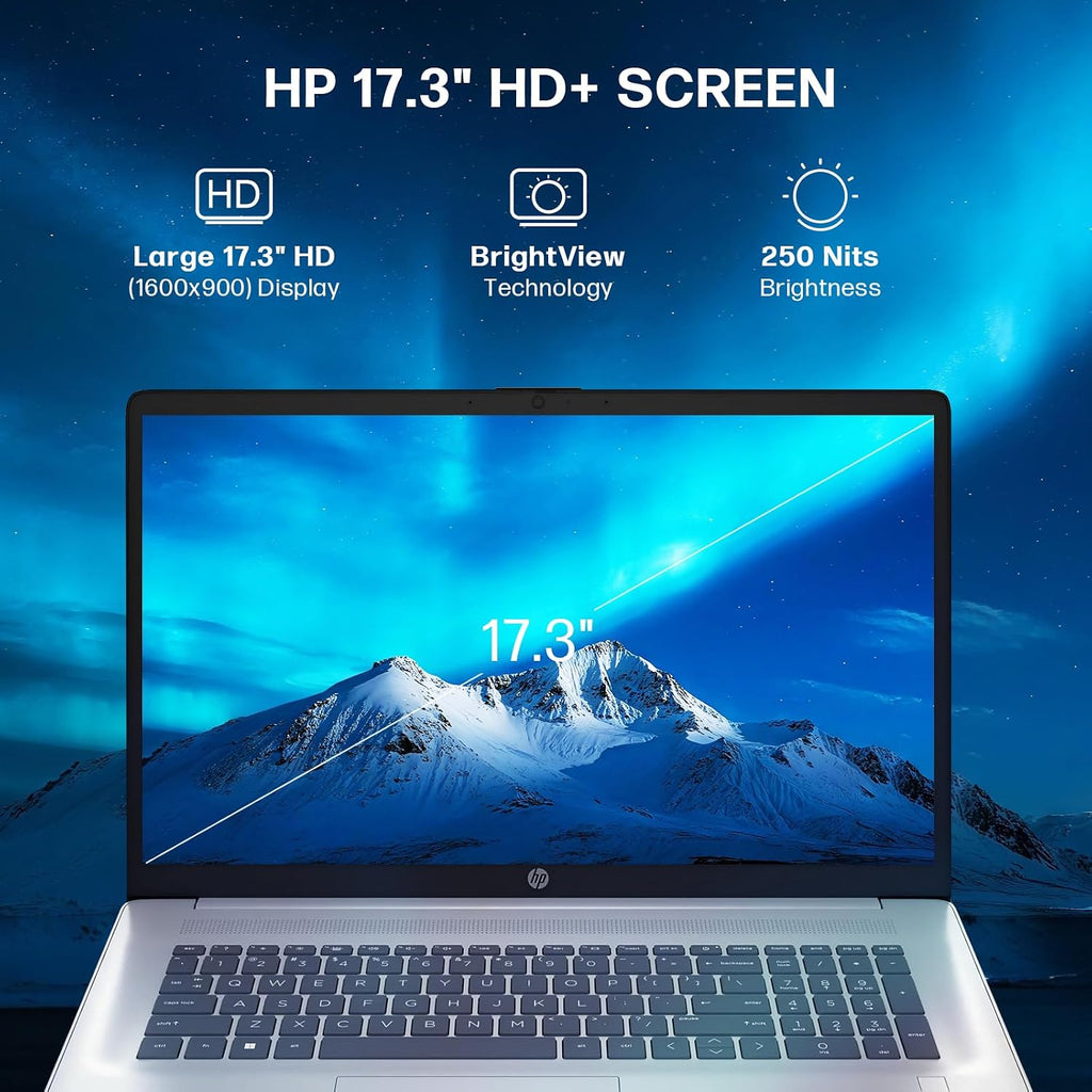 HP 17 Inch Business Laptop, Intel i5-1334U(Up to 4.6 GHz), 17.3' HD+ BrightView 250 nits, Wi-Fi 6, 16GB RAM, 1TB SSD, 128 GB USB, Backlit Keyboard, Fingerprint Reader, Windows 11 Pro, w/Accessories
