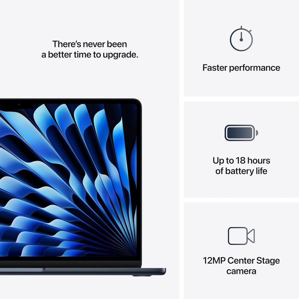Apple 2025 MacBook Air 13-inch Laptop with M4 chip, 16GB Unified Memory, 2TB SSD Storage - Midnight