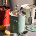 Ice Bucket, Double Wall Ice Buckets, Beverage Cooler Bucket with Scoop & Lid - 4.5 Liter Container - Rustic Vintage Farmhouse Storage Ice Bucket