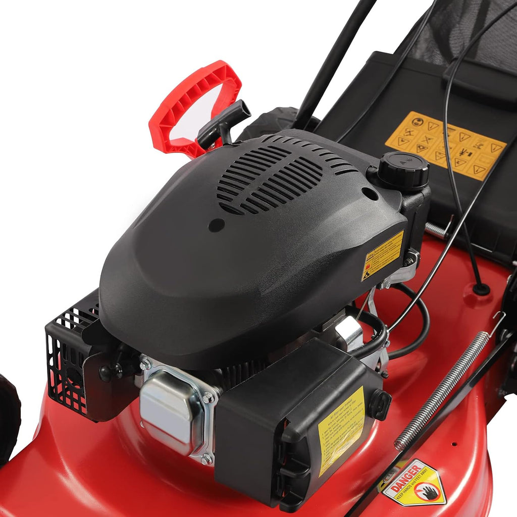 Gas Powered Lawn Mower Self Propelled, 3-in-1 w/Bag 20-inch & 173CC Gas Mower, 8 Adjustable Heights, 4-Stroke Engine 6.0HP Gas Lawn Mower for All Lawn Planting Weeding