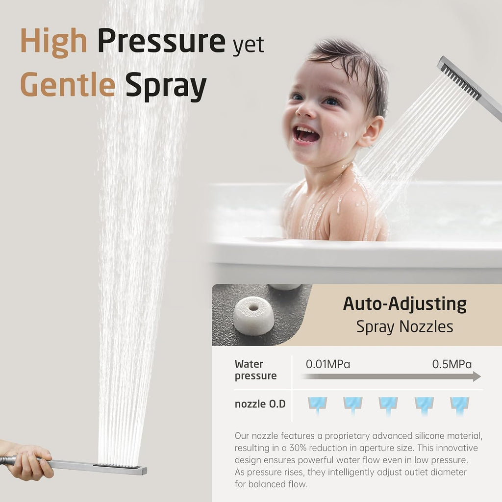 KES Shower Faucet Set, Rain Shower System, Bathtub Faucet, Tub and Shower Faucet Combo, 12 Inch Rain Shower Head System with Handheld and Waterfall Tub Spout, Polished Chrome, XB6305F18S12-CH