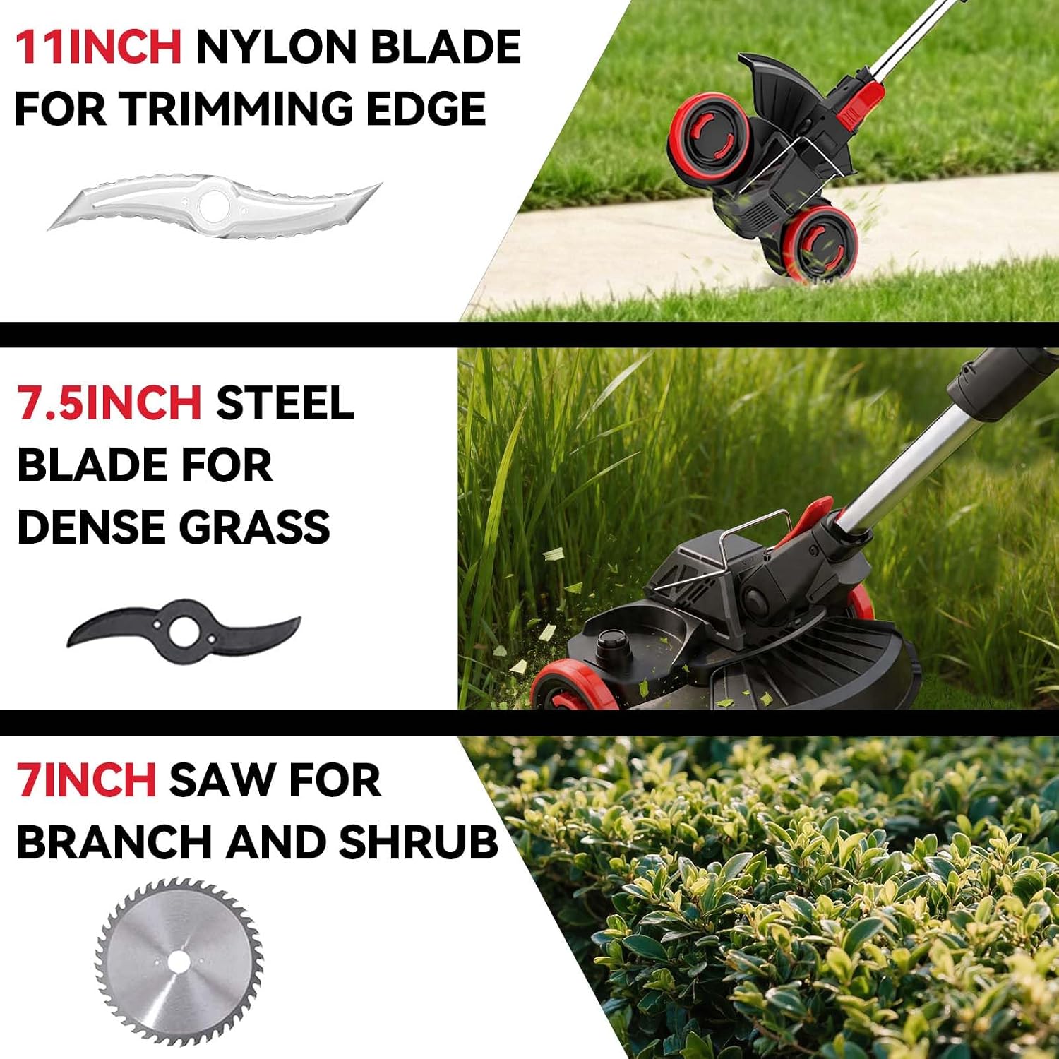 20V Cordless Weed Wacker with Brushless Motor, Electric Weed Wacker Battery Powered, 3-in-1 Brush Cutter & Edger & Lawn Mower with 5.2Ah Battery and Charger, 30+Mins, K&GO Force