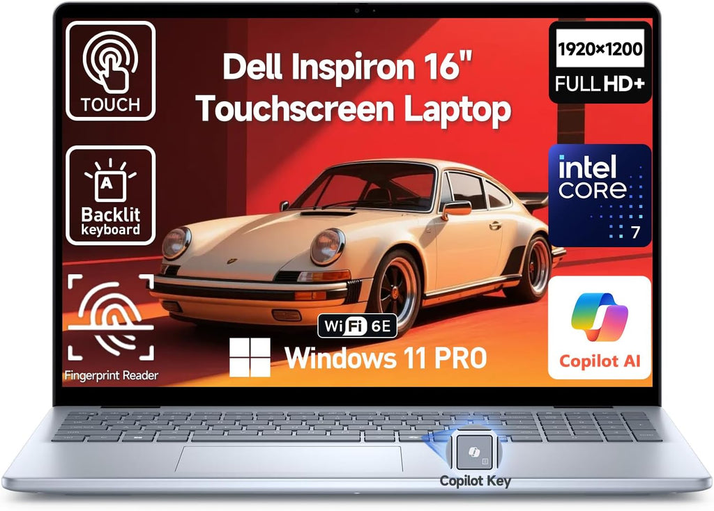 Dell Inspiron 16 Touchscreen Laptop Computer, Intel Core 7 (> i7-1355U), 32GB DDR5 1TB SSD, 16' FHD+ Touch Screen, Windows 11 Pro, Backlit Keyboard, Wi-Fi 6E