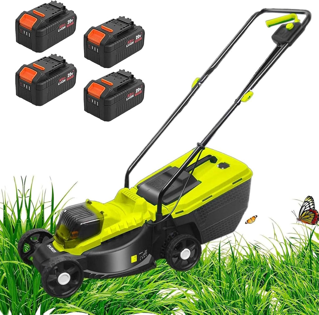 Self-Propelled Cordless Lawn Mower, 40V Brushless Electric Lawn Mower with 3-Position Cutting Height - 30mm/50mm/70mm, 4000mAh Lithium Battery, Push Mower for Garden, Yard and Farm,Battery*4