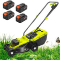 Self-Propelled Cordless Lawn Mower, 40V Brushless Electric Lawn Mower with 3-Position Cutting Height - 30mm/50mm/70mm, 4000mAh Lithium Battery, Push Mower for Garden, Yard and Farm,Battery*4
