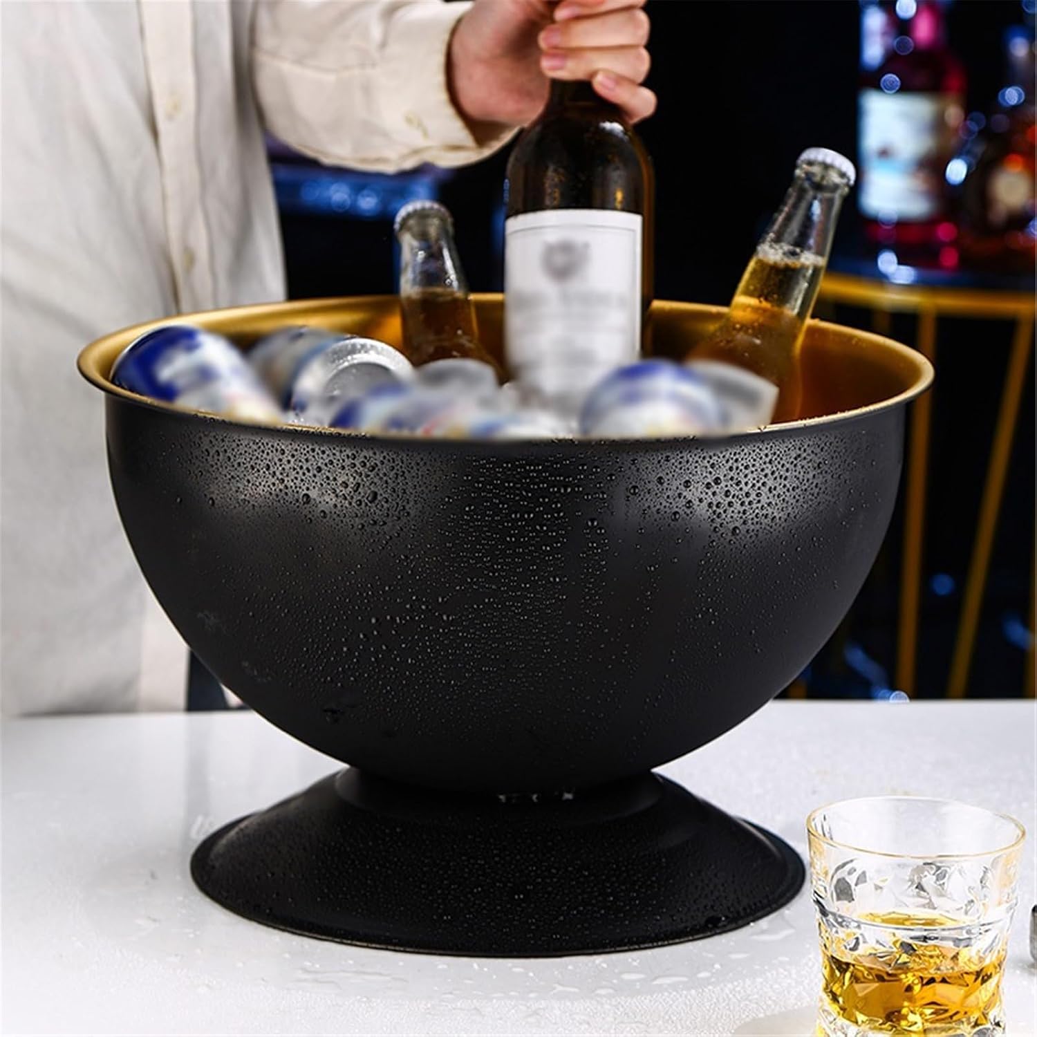 Ice Bucket Luxury Stainless Steel Ice Bucket Round Large Wine for Red, Champagne, Beer Bar Accessories