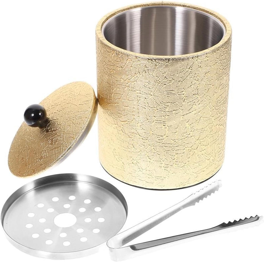 Ice Buckets 1PC Stainless Steel Ice Bucket Thickened Champagne Bucket Red Wine Bucket Beer Bucket Home Ice Bucket Small Bucket for Bar Party Hotel Ice Bucket Kits (Color : Gold)