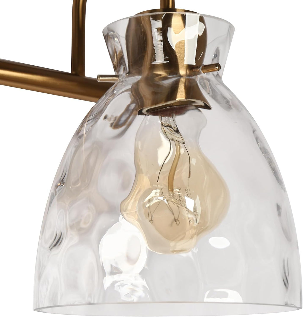 KSANA Modern Bathroom Vanity Lights, 2 Light Vanity Light Fixtures for Bathroom Black and Electroplated Brass Finish Mid-Century Wall Lamps with Water Ripple Glass