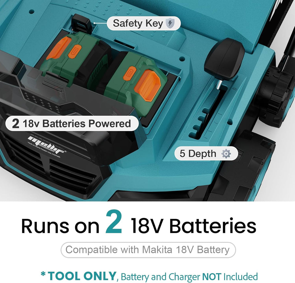 36V 15' Brushless Cordless Electric Dethatcher and Scarifier Compatible with Makita 18V Battery(Tool Only), w/12Gal Thatch Collection Bag, 5-Depth Adjustment, Quick-Fold, Walk Behind for Lawn Care