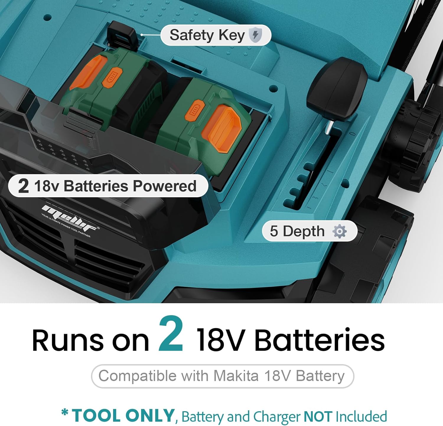 36V 15' Brushless Cordless Electric Dethatcher and Scarifier Compatible with Makita 18V Battery(Tool Only), w/12Gal Thatch Collection Bag, 5-Depth Adjustment, Quick-Fold, Walk Behind for Lawn Care