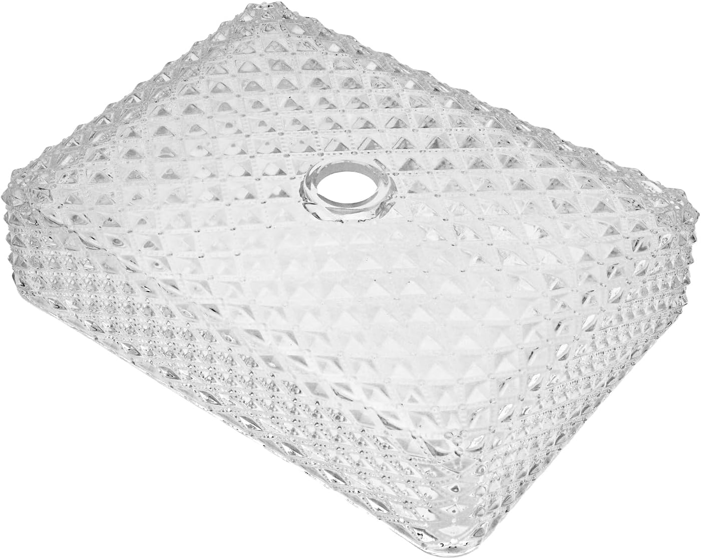 Sarlai Bathroom Vessel Sink Tempered Glass Bowl Vessel Sink with Pop-up Drain Combo 17-1/2x13 Inch Diamond Rectangular Countertop Bathroom Sink Basin