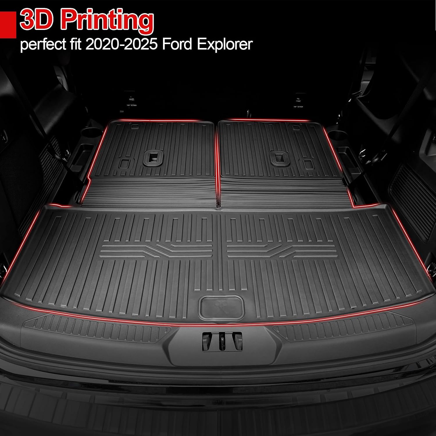 Floor Mats for 2020-2025 2026 Ford Explorer 7 seat Accessories, Cargo Mat with Backrest Mat All Weather TPE Waterproof for Ford Explorer 7 Passenger Bench Seat ST Accessories 2025 2024 2023
