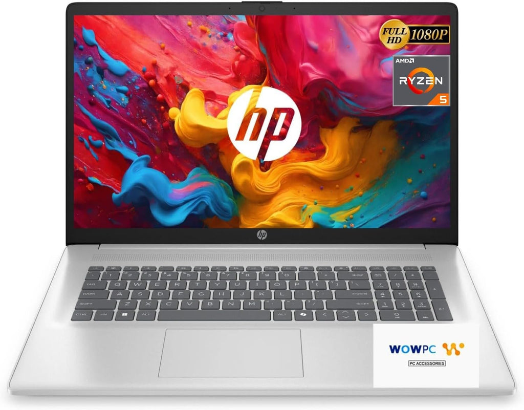 HP 17 Inch Laptop, AMD Ryzen 5 7430U 6-Cores Processor (Beats i7-1355U), 17' FHD (1080p) IPS Display, 16GB RAM, 1TB SSD, Wi-Fi 6, Windows 11 Pro, w/WOWPC Recovery USB