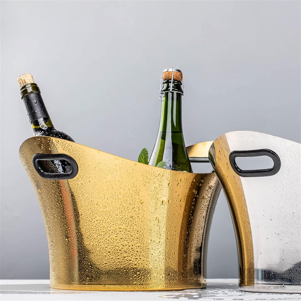 Ice Buckets Stainless Steel Ice Bucket Household Red Wine Champagne Ice Wine Bucket Bar Reception KTV Special Ice Wine Bucket Ice Bucket Kits (Color : B)
