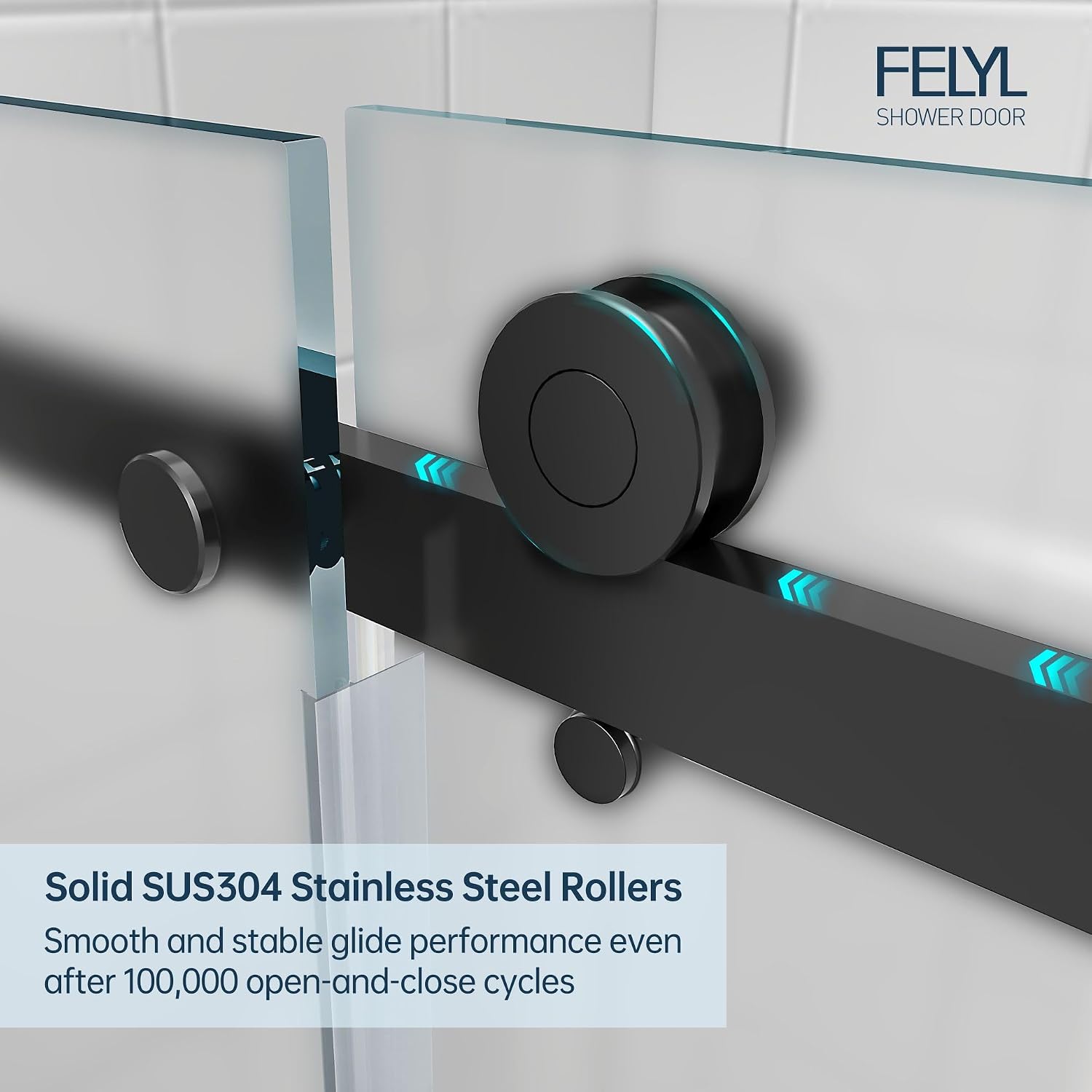 Frosted Black Sliding Shower Door 55-60' W x 72' H, Single Sliding Door, Frameless, 1/4'(6mm) Tempered Glass, Reversible Installation