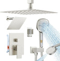 Shower Faucet Set Brushed Nickel Shower System, Dual Head Shower Set STARBATH 12'' Ceiling Mount and 6''Wall Mount Rainfall Shower Systems with Multifunctional Filtered Handheld Sprayer