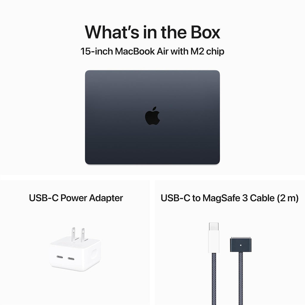 Apple 2023 MacBook Air Laptop with M2 chip: 15.3-inch Liquid Retina Display, 8GB Unified Memory, 256GB SSD Storage, 1080p FaceTime HD Camera, Touch ID. Works with iPhone/iPad; Midnight