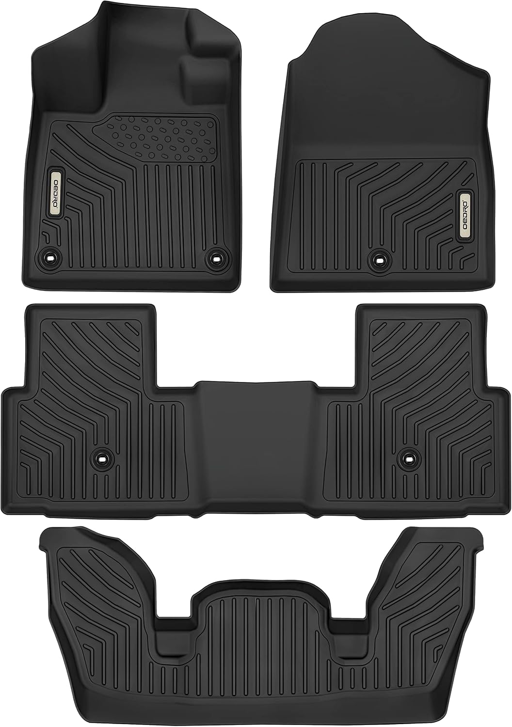 OEDRO Floor Mats Fit for Honda Pilot 2026 2025-2023, Includes 1st, 2nd and 3rd Row Floor Liners, Custom Fit TPE All Weather Car Liners, Black