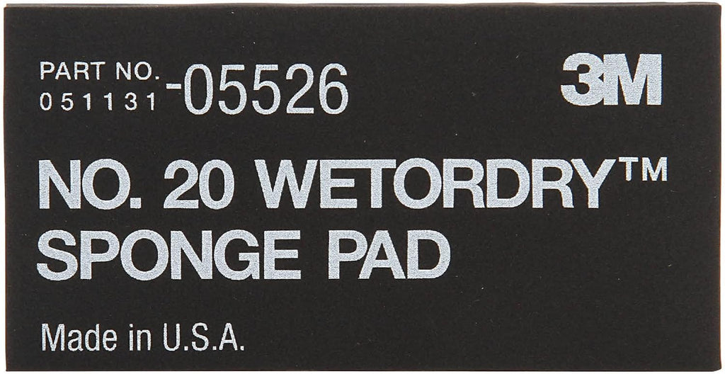 3M Wetordry Sponge Pad 20, 05526, 5-1/2 in x 2-3/4 in x 3/8 in, 5 Pack, Flexible, Long Lasting