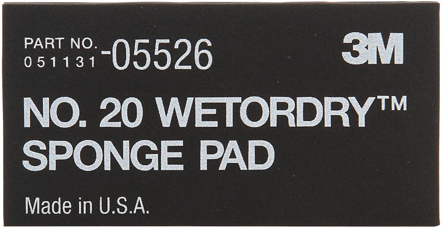 3M Wetordry Sponge Pad 20, 05526, 5-1/2 in x 2-3/4 in x 3/8 in, 5 Pack, Flexible, Long Lasting