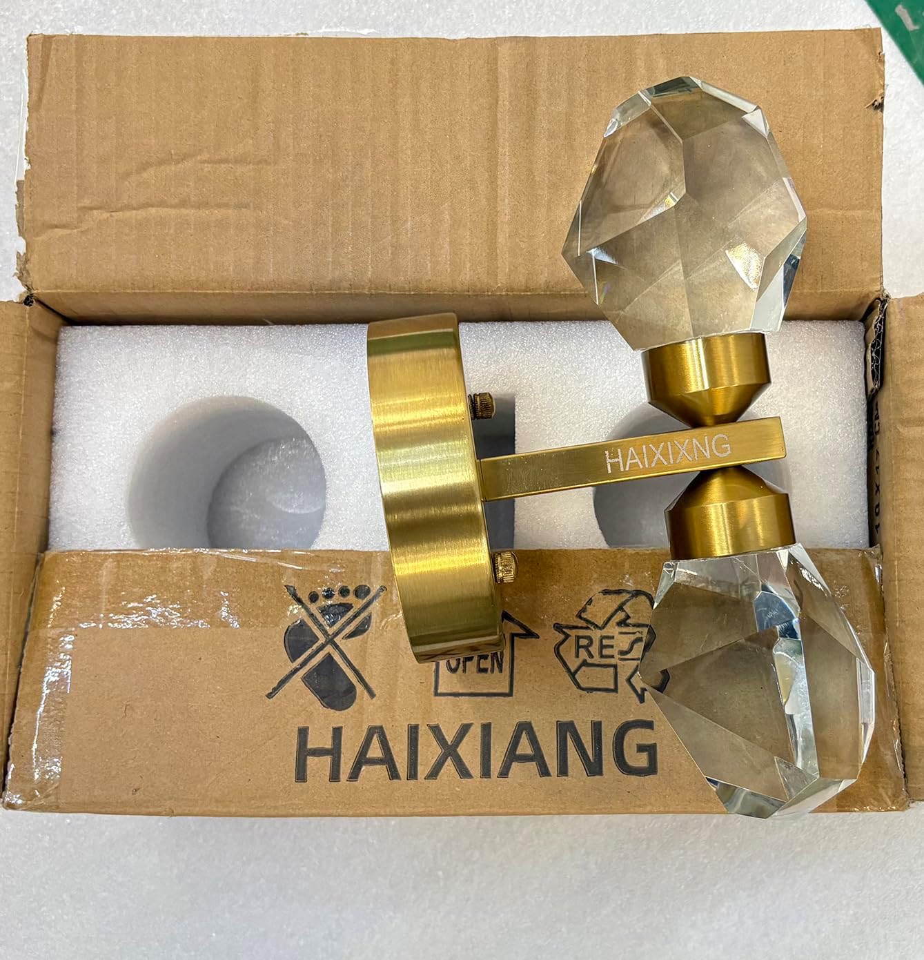 HAIXIANG 2 Packs Wall Sconces - Gold Modern Crystal Vanity Lighting for Dining Room, Bedroom, Living Room, Entryway, Bathroom - Wall Mount Lighting Fixture - Warm Light