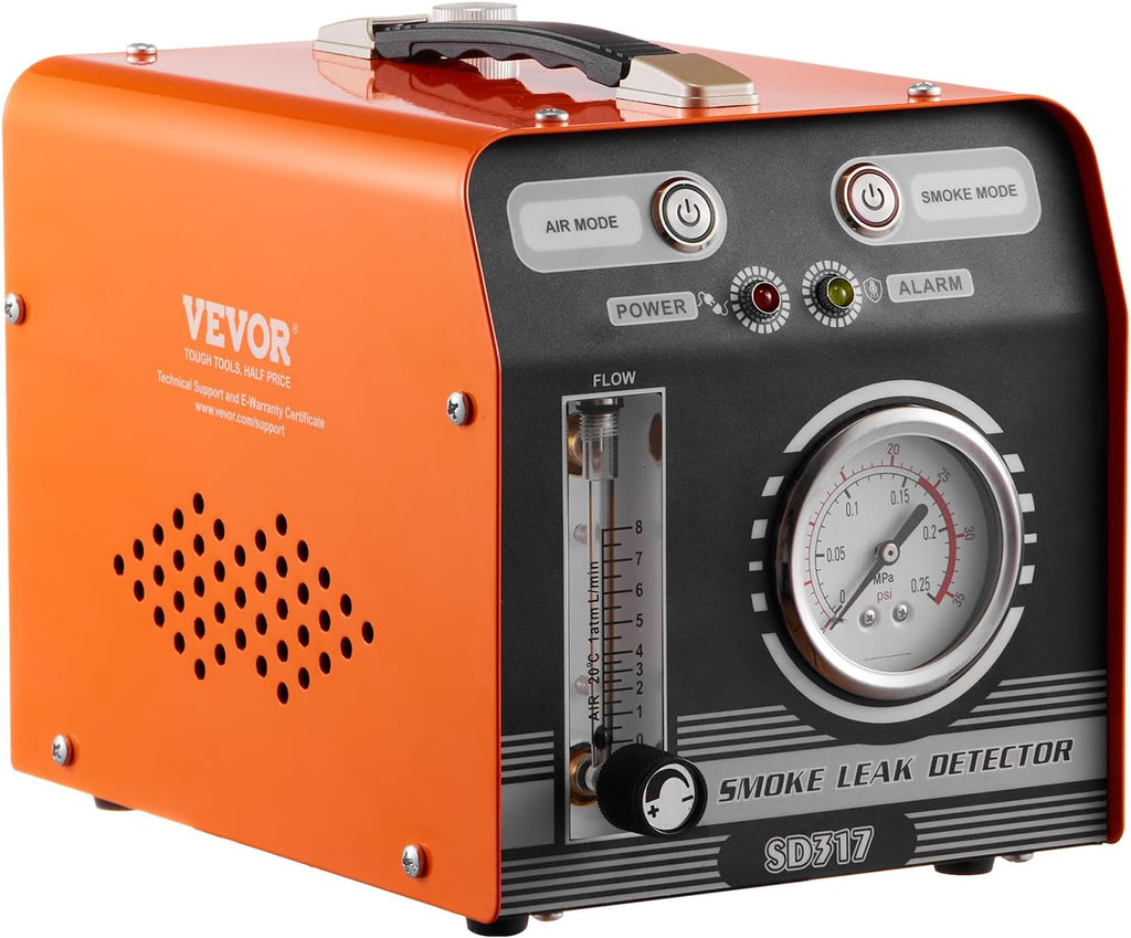 VEVOR Automotive Smoke Machine Leak Detector, EVAP Smoke Machine Leak Tester with Built-in Air Pump, Pressure Gauge & Flow Meter, Dual-Mode Diagnostic Leak Detector for Vacuum, Fuel, Pipeline Testing