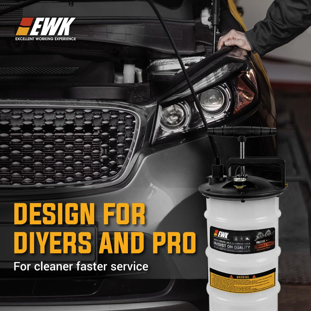 EWK 8L Heavy Duty Manual Oil Extractor Change Pump, Fluid Extractor with Reinforced Tank, Oil Change Pump for Auto Car, Boat, Motorcycle