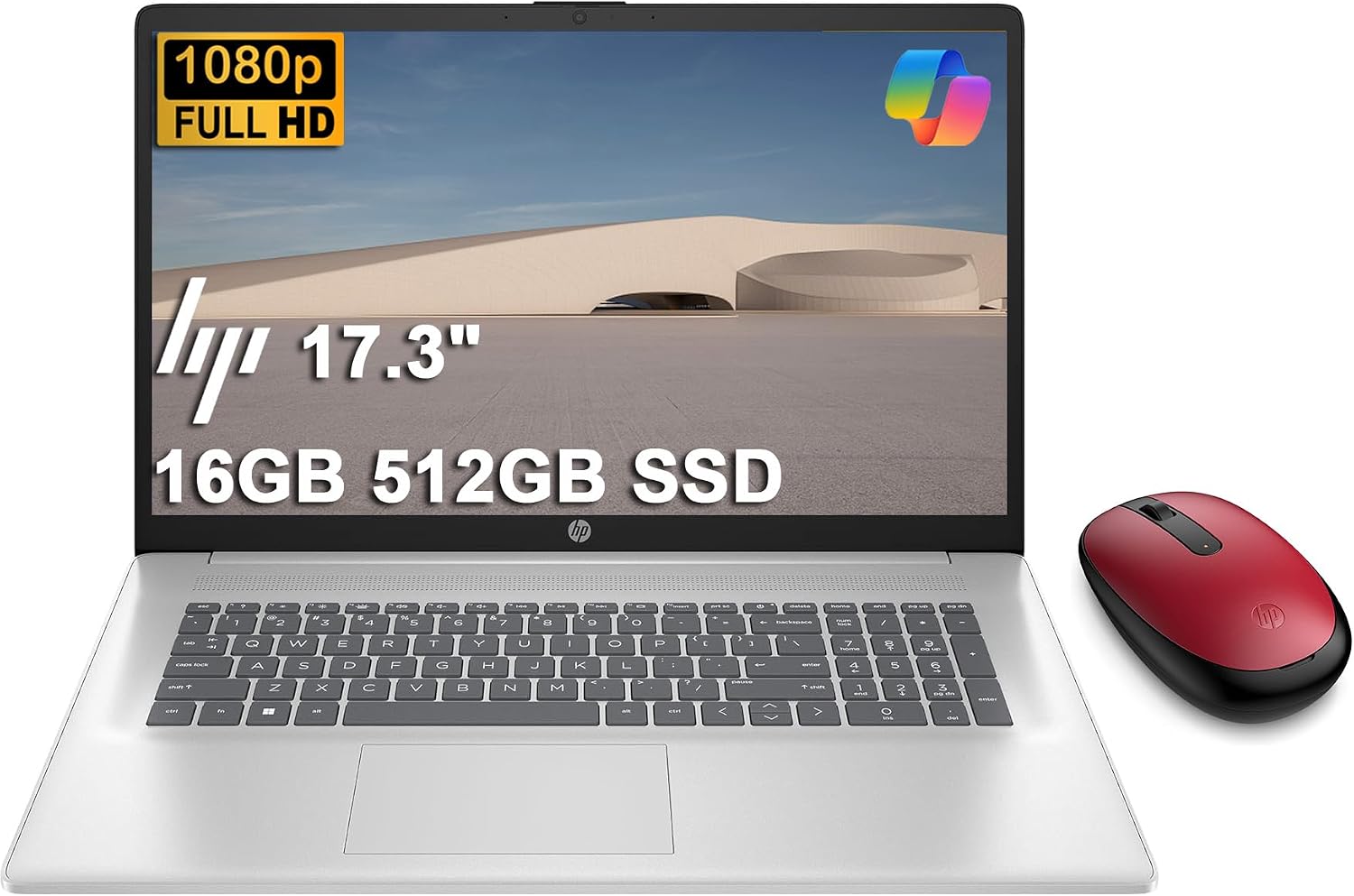 HP 17.3 inch Laptop w/Bluetooth Mouse (17.3' FHD Anti-Glare, AMD Ryzen 5 (> Intel i7-1165G7), 16GB RAM, 512GB SSD) for Business, Home, Student, Long Battery Life, Webcam, Fast Charge, Win 11 Home
