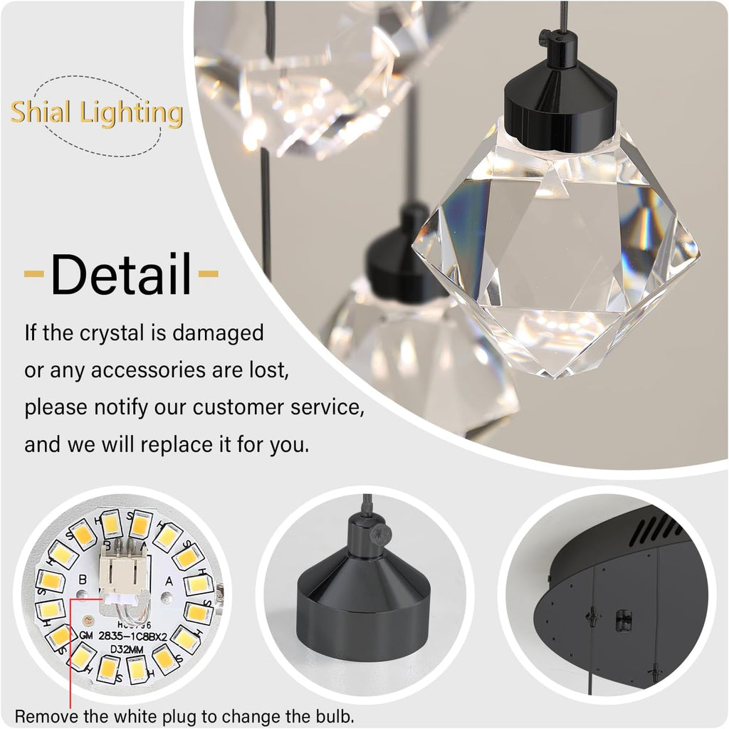 H142 Large Modern Black Crystal Chandelier, 26-Light High Ceiling Pendant Light Fixture for Staircase, Living Room, Foyer, Entryway