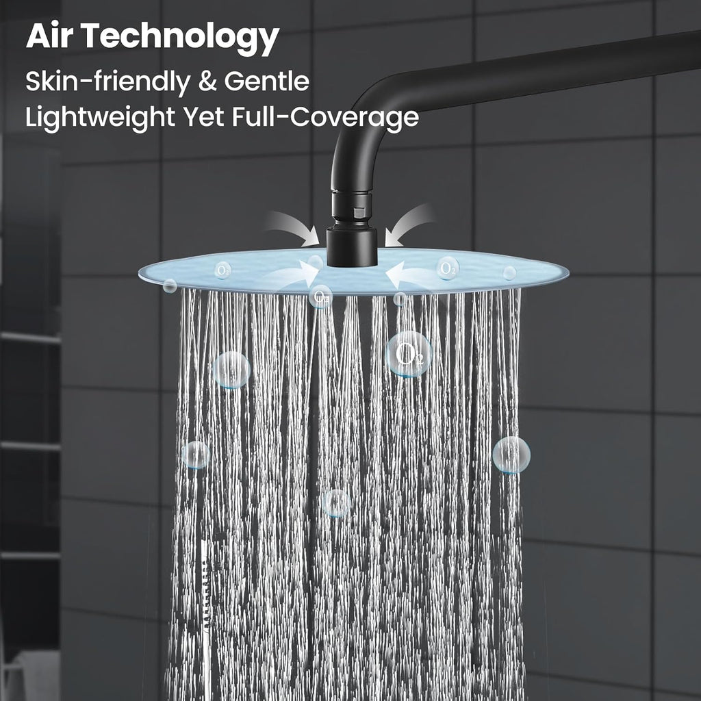 Airuida Shower Faucet Set, Bathtub Faucet Set with 10 Inch Rain Shower Head and Valve,2 Functions Tub Shower Faucet Set for Bathroom-Matte Black