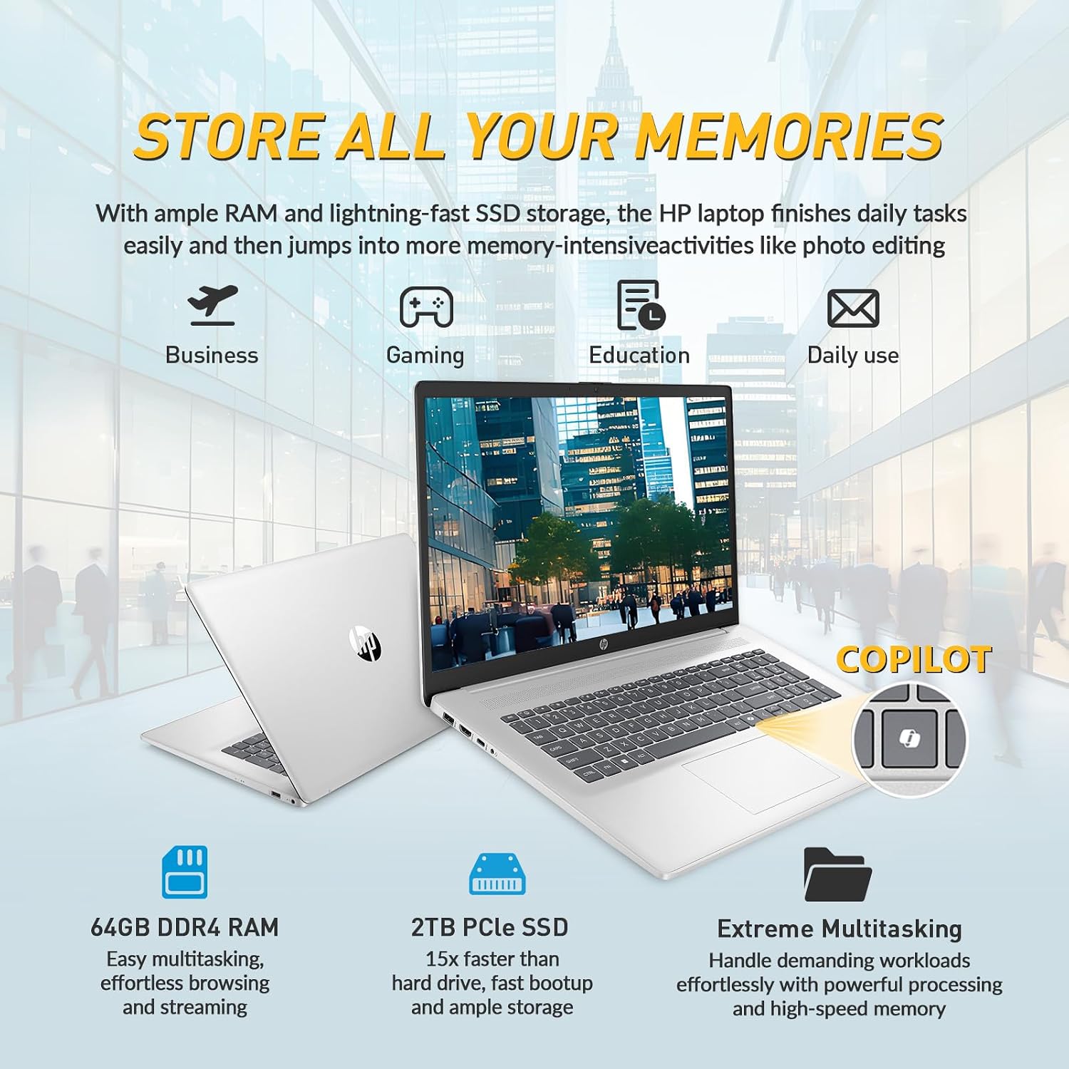 HP 17 Inch Touchscreen Laptop Computer, 17.3' HD+ Touch Screen Business Laptop, AMD Ryzen 5 (6-Cores), 32GB RAM 2TB SSD, Windows 11 Pro, 10-Key Number Pad
